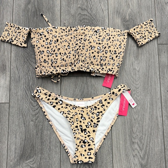 Other - Leopard Print Off-Shoulder Bikini Set NWT
